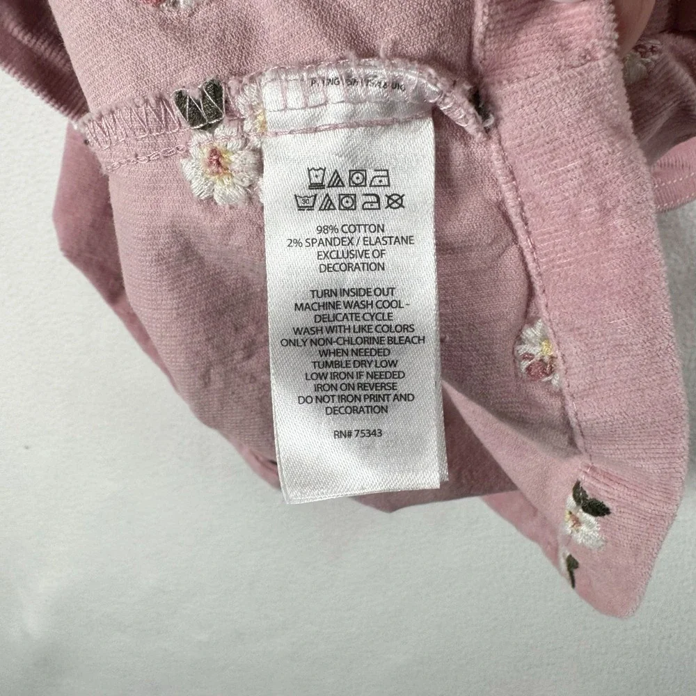Cupcakes and Cashmere Girls Pink Corduroy‎ Floral Embroidered Overall Dress 4T - Picture 6 of 6